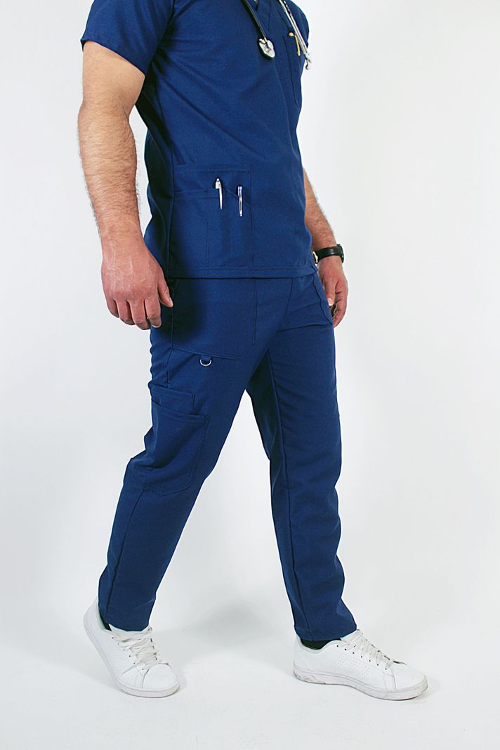 Uniforme Clínico Antifluidos Azul Marino  -4