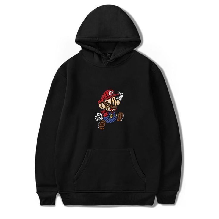 Polerón Canguro Negro Estampado Mario Bros-1