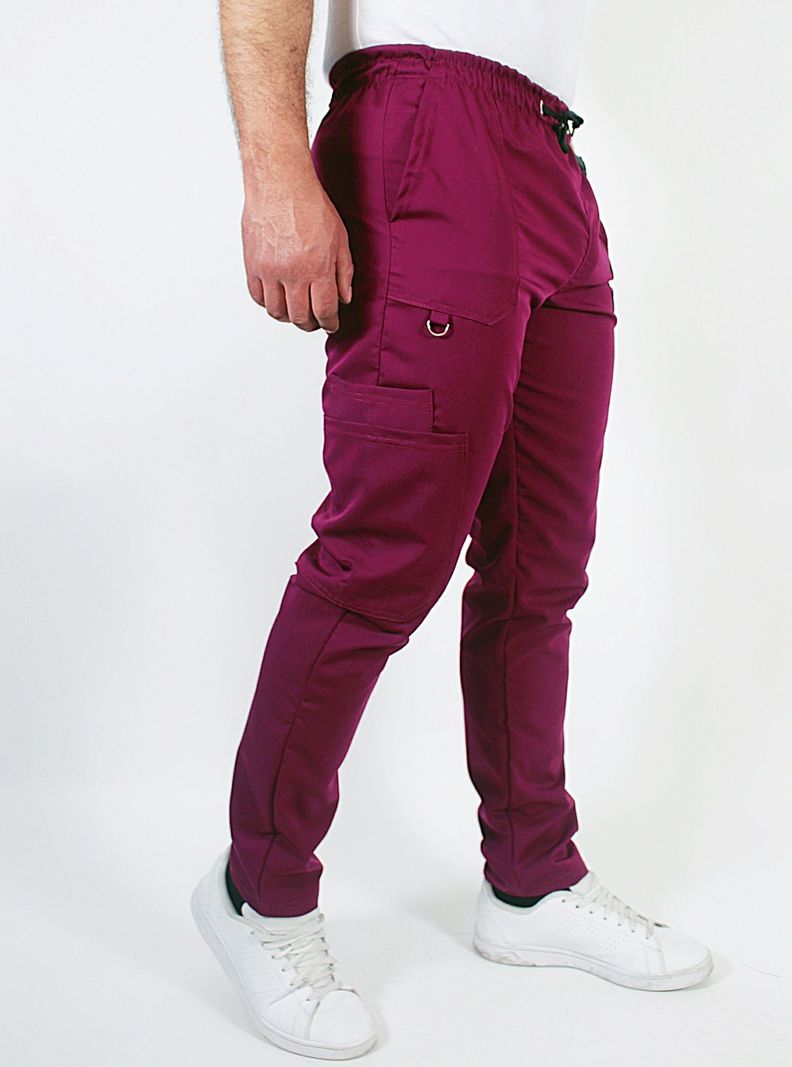 Pantalón Clínico Recto Antibacterial y Antifluidos Burdeo-2