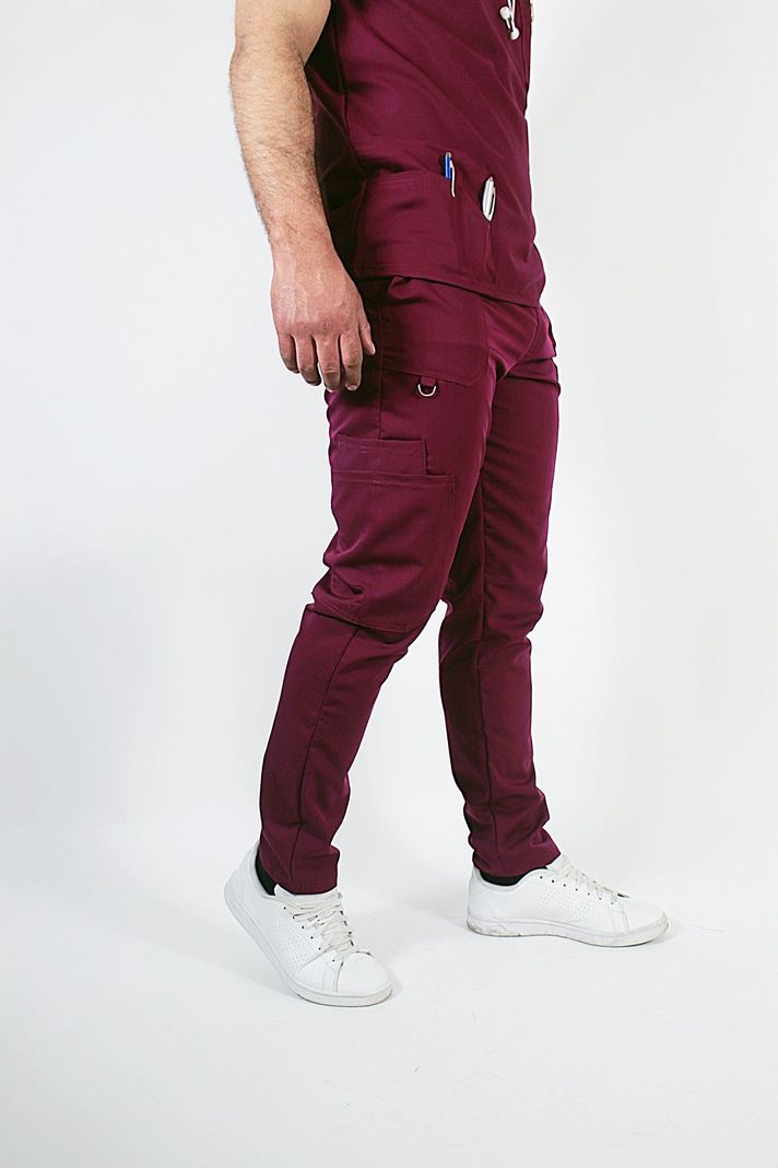 Pantalón Clínico Recto Antibacterial y Antifluidos Burdeo-0