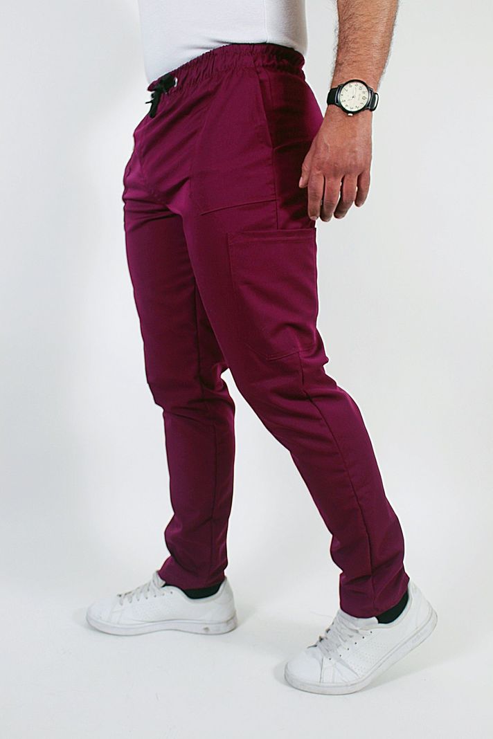 Pantalón Clínico Recto Antibacterial y Antifluidos Burdeo-3