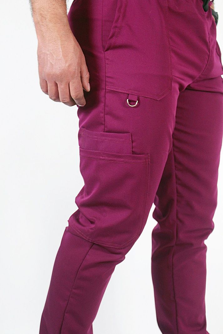 Pantalón Clínico Recto Antibacterial y Antifluidos Burdeo-6