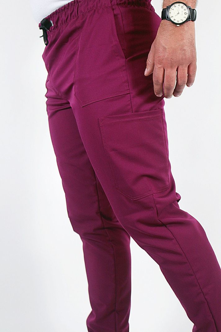 Pantalón Clínico Recto Antibacterial y Antifluidos Burdeo-4