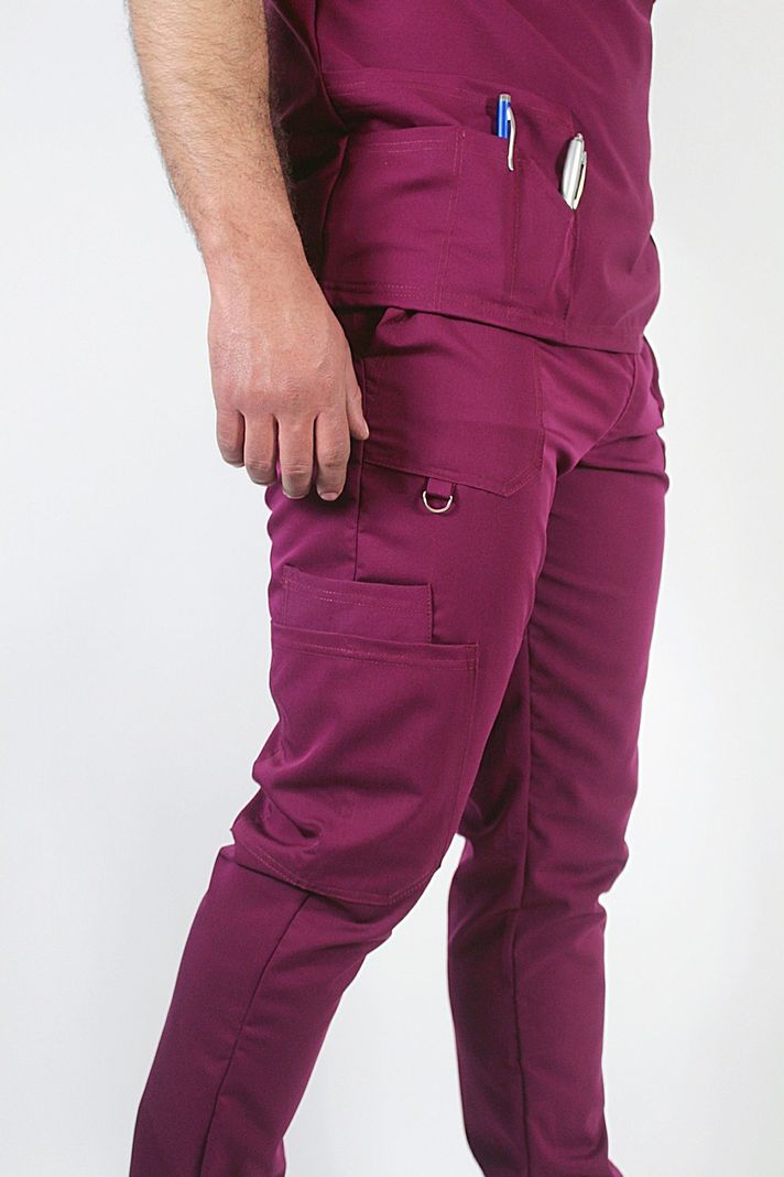 Pantalón Clínico Recto Antibacterial y Antifluidos Burdeo-1
