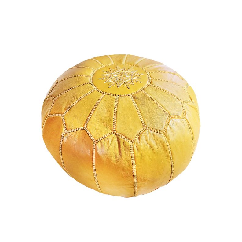 Pouf de Cuero color Mostaza- Marruecos-0