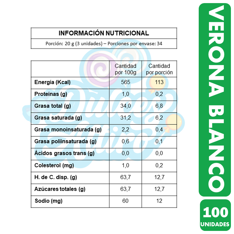 Chocolate Verona Blanco -Clásico De Infancia (Bolsa De 100)-2