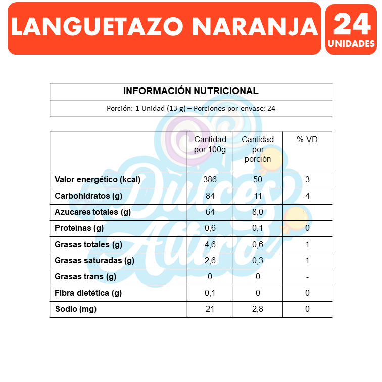 Languetazo Sabor Naranja De Arcor (Caja Con 24 Unidades)-2