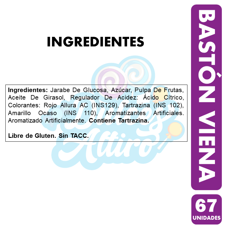 Bastón Viena Sabor Frutas De Arcor (Bolsa Con 66 Unidades)-1