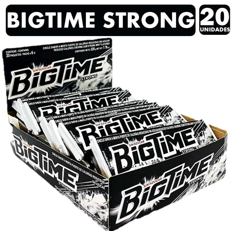 Bigtime Negro Strong - Chicle Sin Azúcar (Caja Con 20 Uni)-0