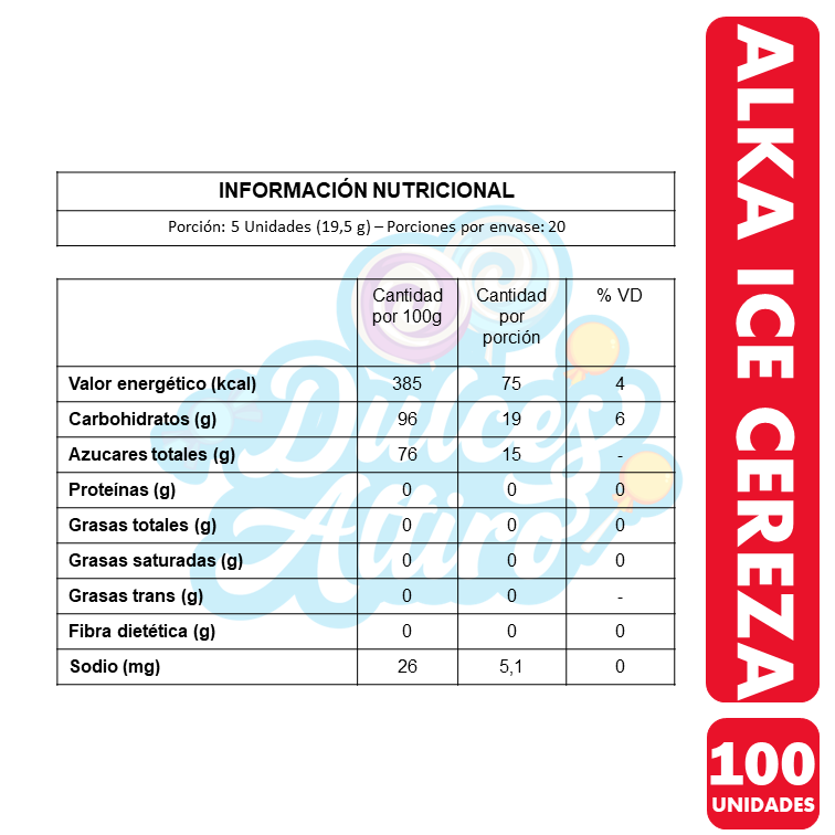Alka Ice Sabor Mentol Cereza (Bolsa Con 100 Unidades)-2