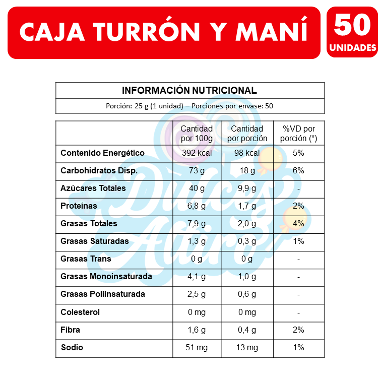 Caja De Turrón Mani Marca Arcor (caja Con 50 Unidades)-2