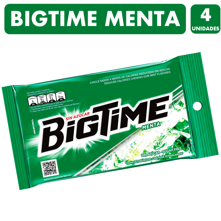 Bigtime Verde - Sabor Menta Sin Azúcar (Pack Con 5 Un)-0