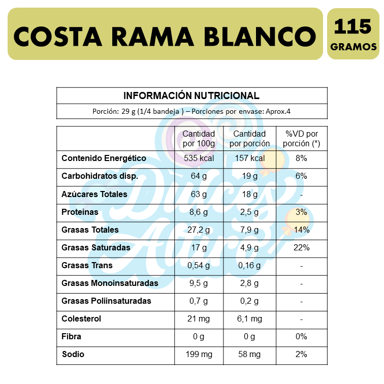 Costa Rama Blanco - Chocolate Blanco (Caja Con 115G)-2
