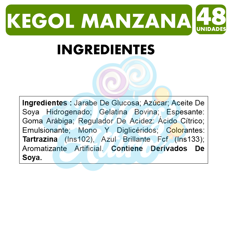 Kegol Sabor Manzana - Caramelos (Caja Con 48 Unidades)-1