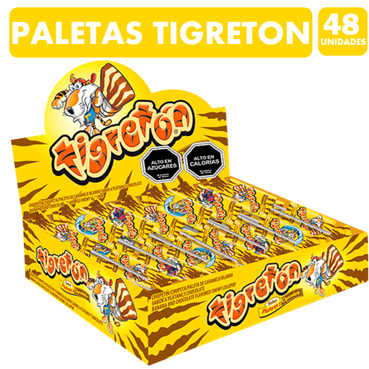 Tigreton Paletas De Chocolate Plátano (Caja Con 48 Unidades)-0