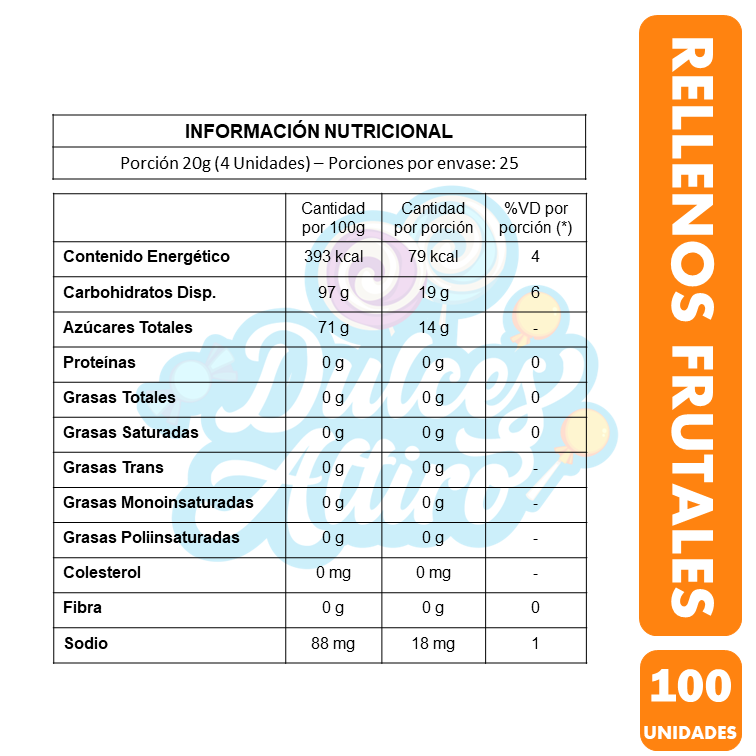 Dulces Con Rellenos Frutales Marca Arcor (Bolsa Con 100 Uni)-2