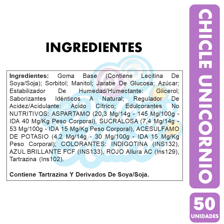 Chicles De Unicornios - Sabor Frambuesa Mora (Caja Con 50Un)-1