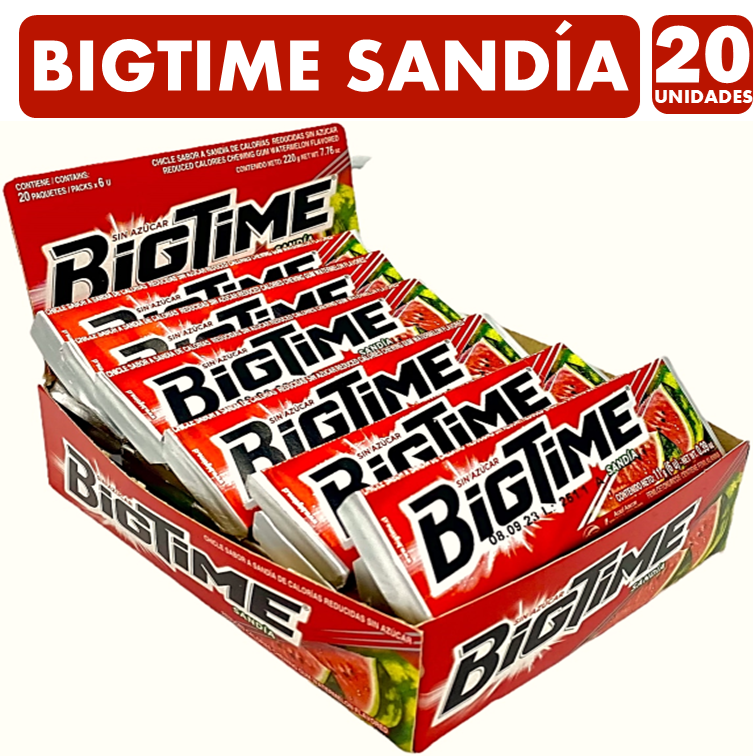 Bigtime Sabor Sandia - Chicle Sin Azúcar (Caja Con 20 Un)-0