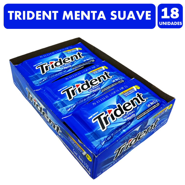 Trident Azul - Chicle Sabor Menta Suave (Caja Con 18 Uni)-0