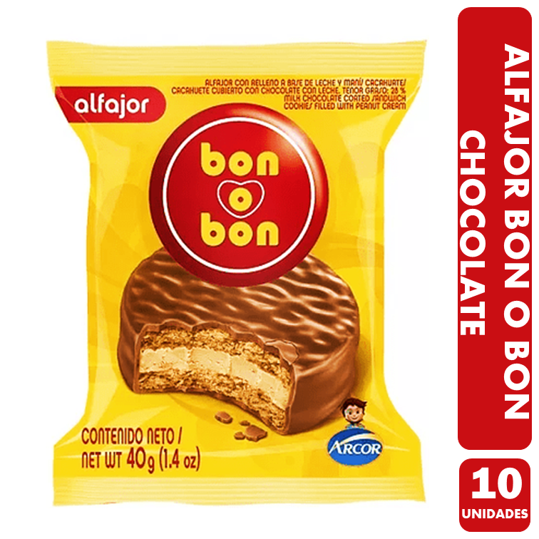 Alfajor Bon O Bon Sabor Clásico (Pack De 10 Unidades)-0