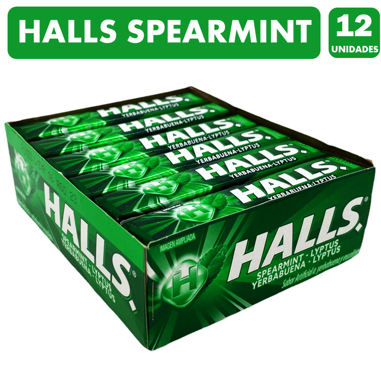 Halls Verde - Sabor Menta Verde Spearmint (Caja Con 12 Uni)-0