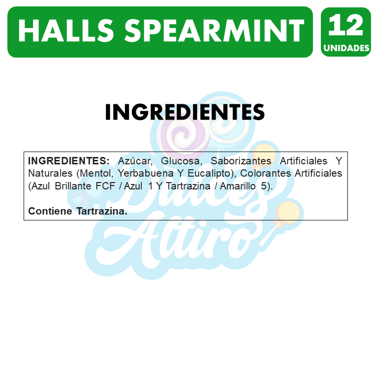 Halls Verde - Sabor Menta Verde Spearmint (Caja Con 12 Uni)-1
