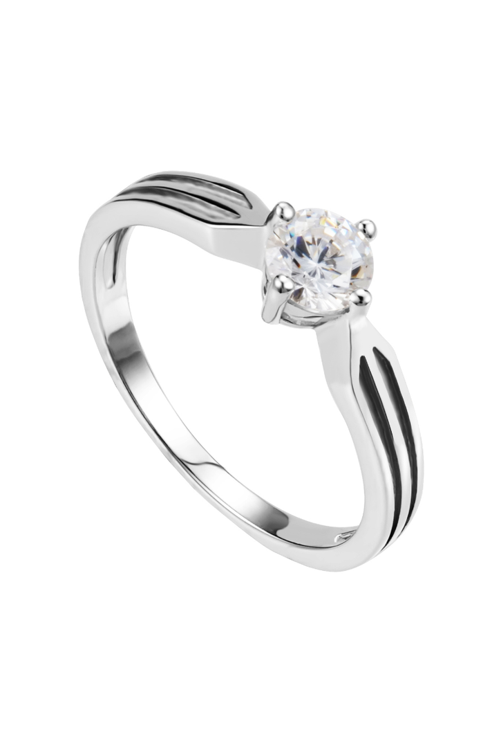 Anillo Vanité Solitary Plata Italiana - Talla 8-0