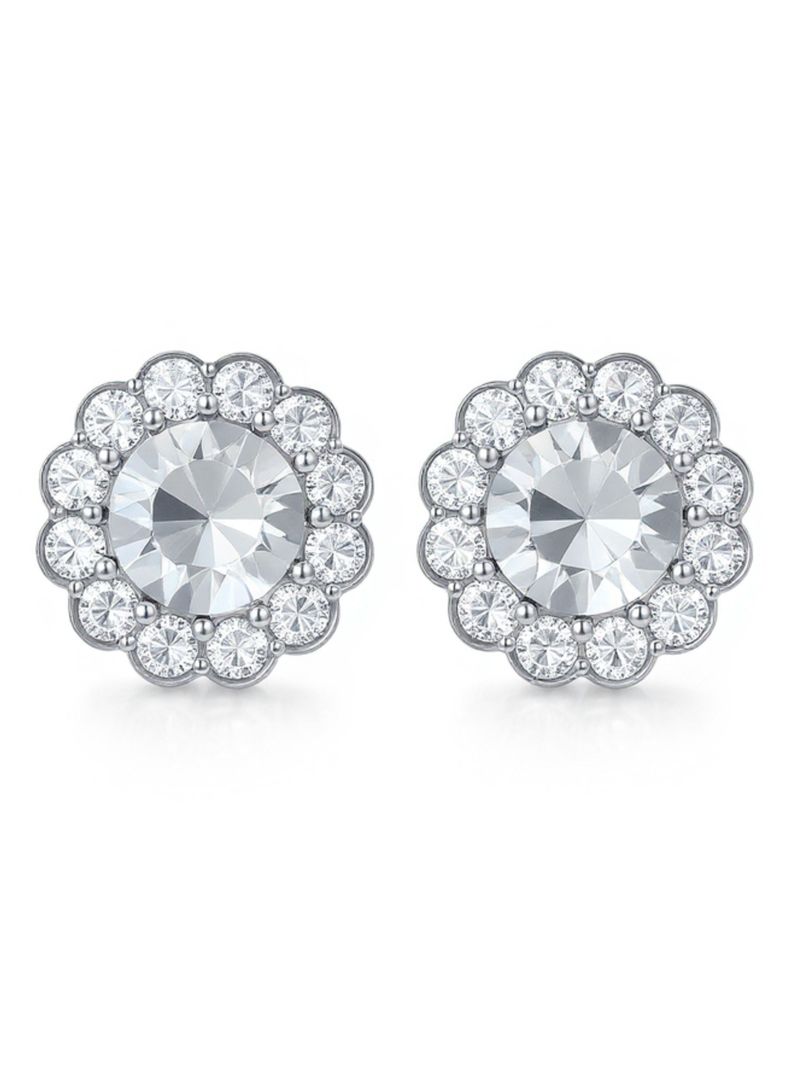 Aros Mujer Cristales Rosa Blanca