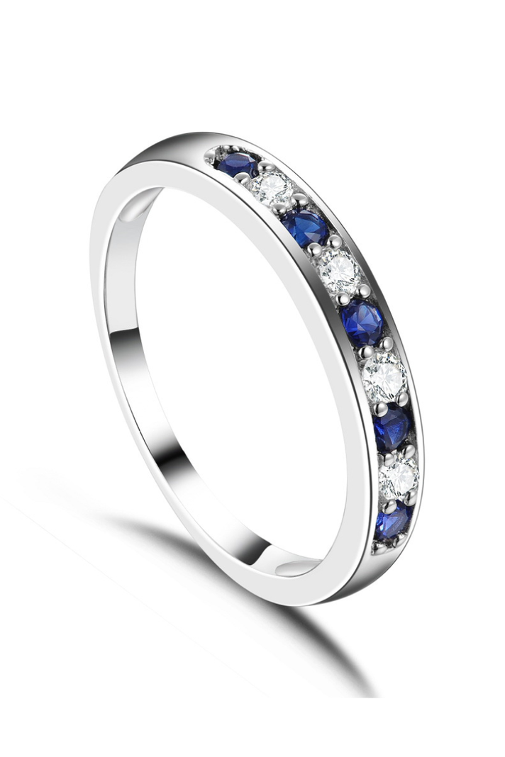 Anillo Vanité Cintillo Mix Plata Italiana-Talla 6-0
