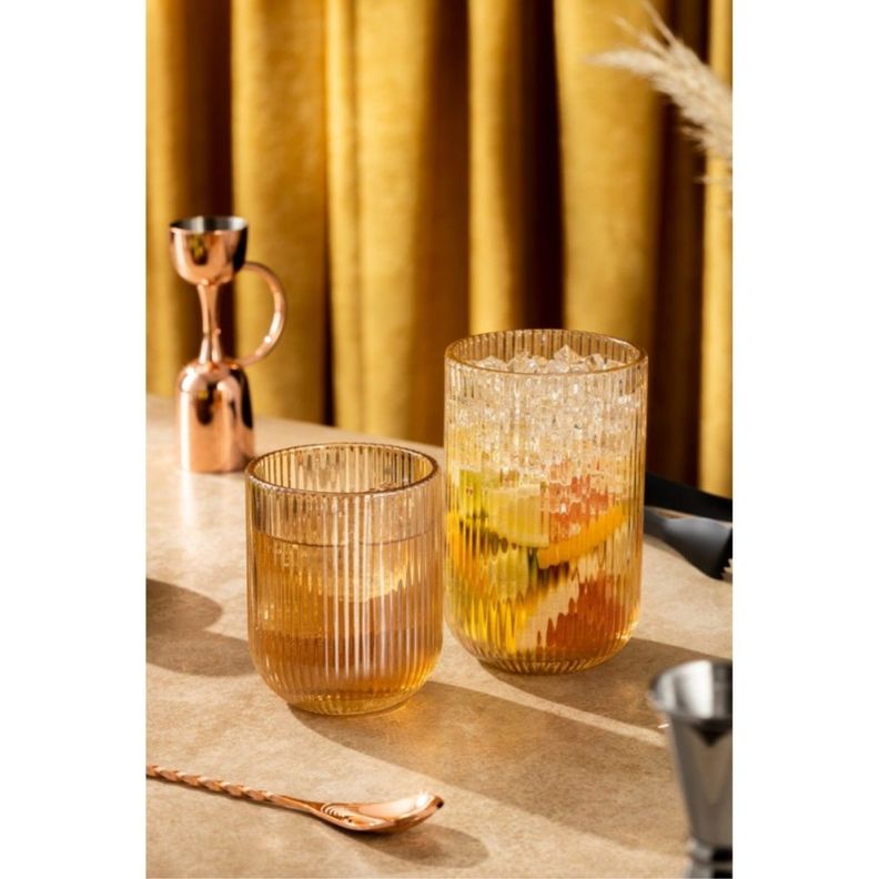 Set 6 Vasos Altos 43 cl Ambar Vidrio Amarillo Lugano-1