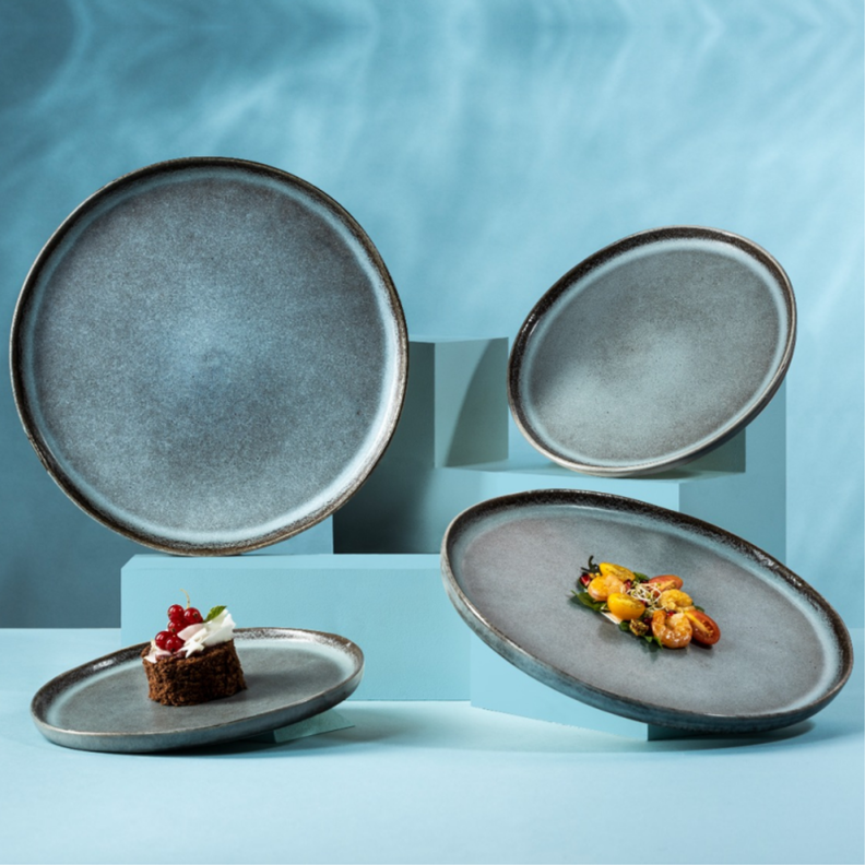 Set 6 Platos 27cm Aqua Cerámica Premium Celeste Lugano-1