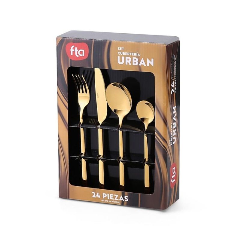 Set Cuberteria 24 Pzs Dorado Urban Acero Inoxidable FTA-2