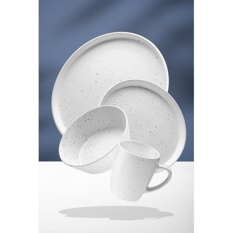 Set Vajilla 24 pzs White Dots Cerámica Blanco Lugano-1