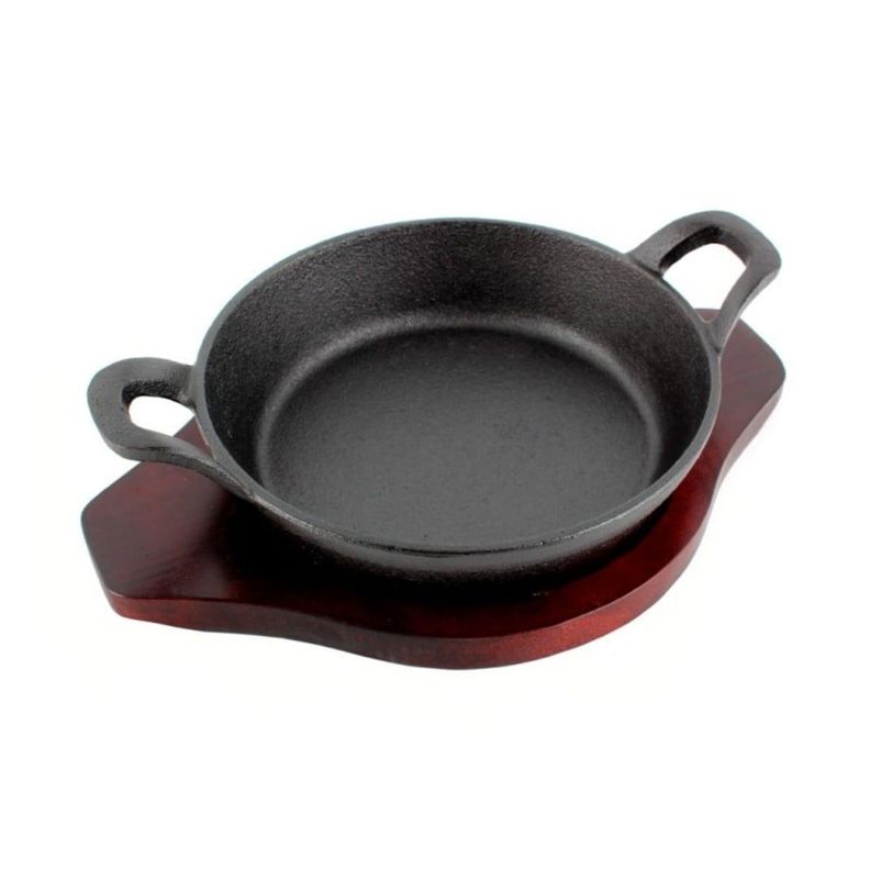 Paila Fierro 18cm con Base de Madera Negro Lugano-0