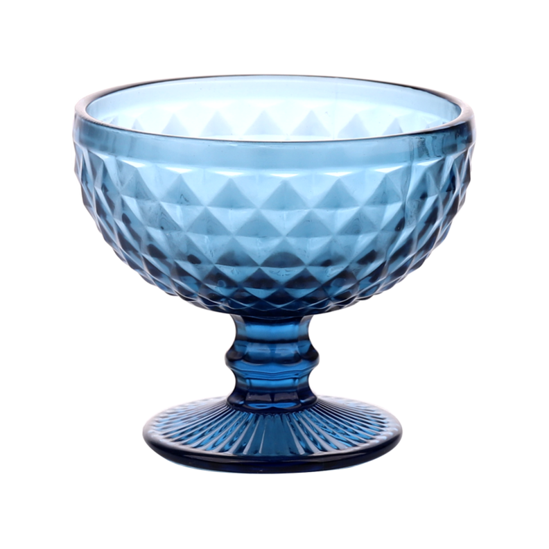 Set 4 Copas Helado 30cl Azul Diamante Vidrio Lugano-0