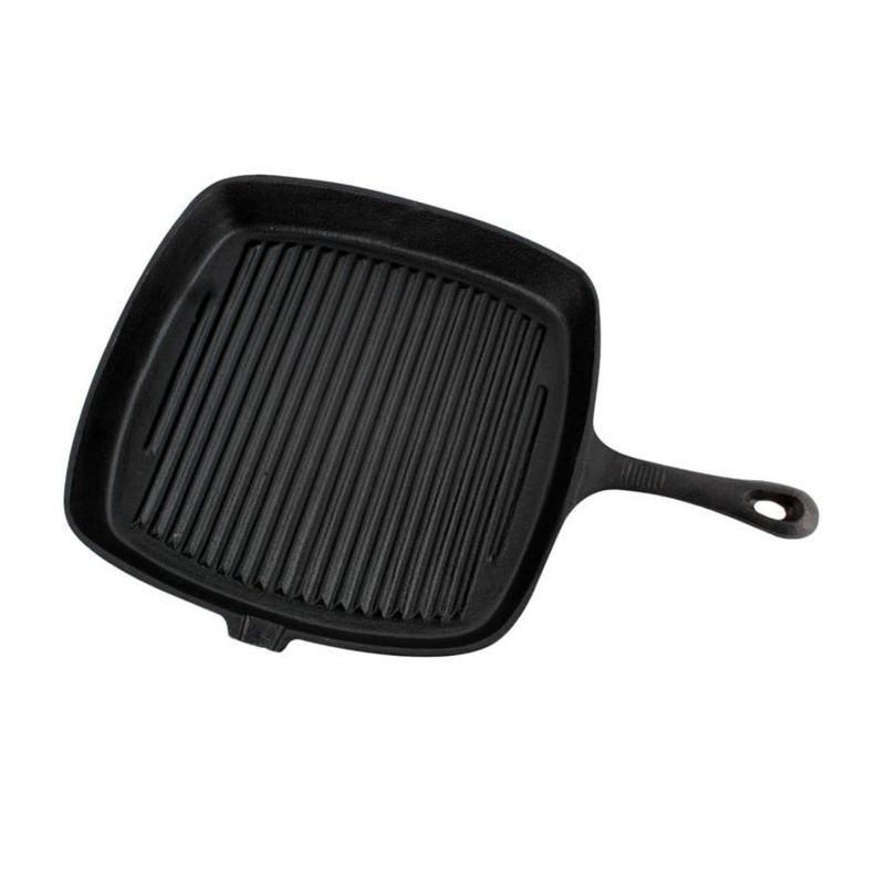 Sartén Grill Cuadrado Fierro Fundido 23cm Negro Lugano-0