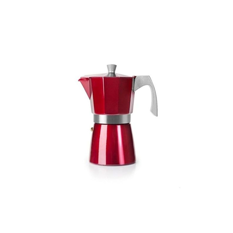 Cafetera Italiana Express 600ml Aluminio Rojo Evva Ibili-0