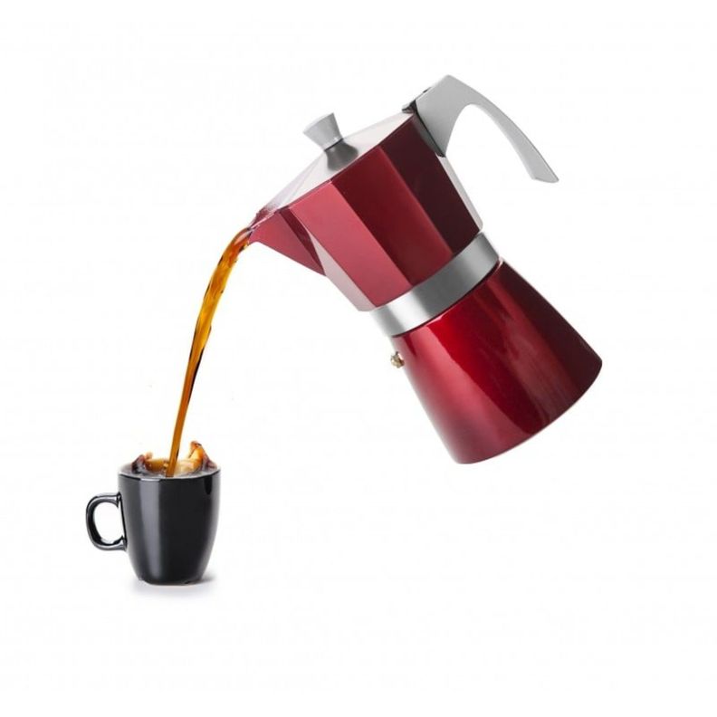 Cafetera Italiana Express 600ml Aluminio Rojo Evva Ibili-2