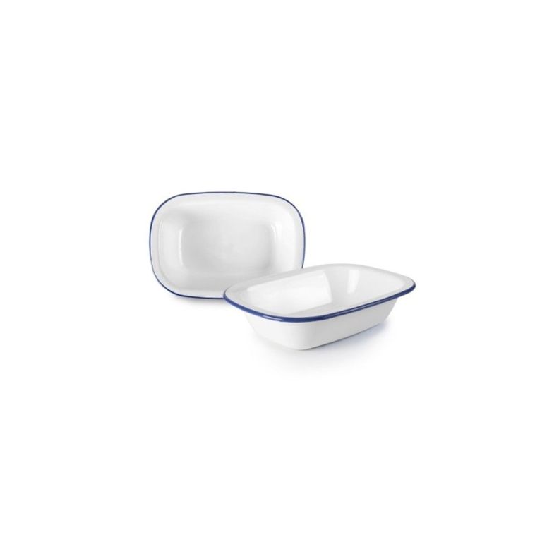 Fuente Rectangular Acero Esmaltado Blanco y Azul 17cm Ibili-0