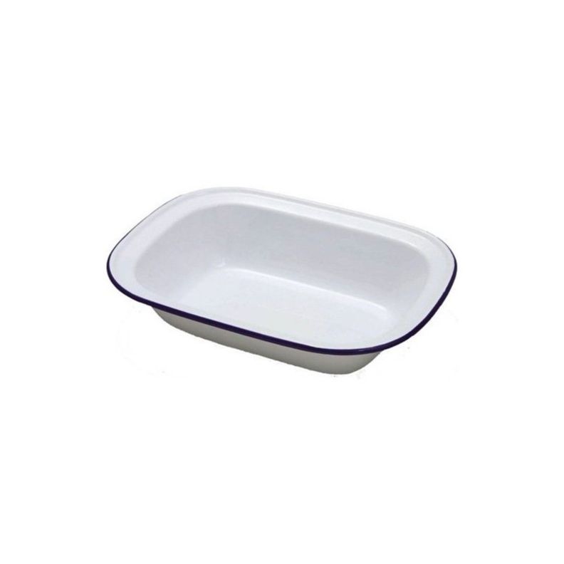 Fuente Rectangular Acero Esmaltado Blanco y Azul 17cm Ibili-2