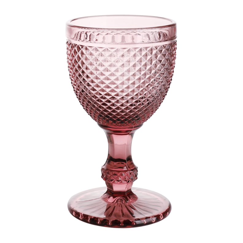 Set 4 Copas Agua 32cl Vidrio Morado Mini Diamante Lugano-0