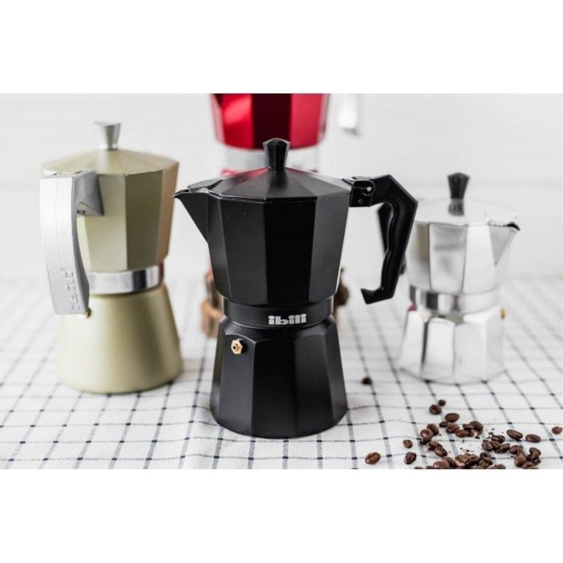 Cafetera Italiana Express Aluminio 0,3lt Negro Ibili-0