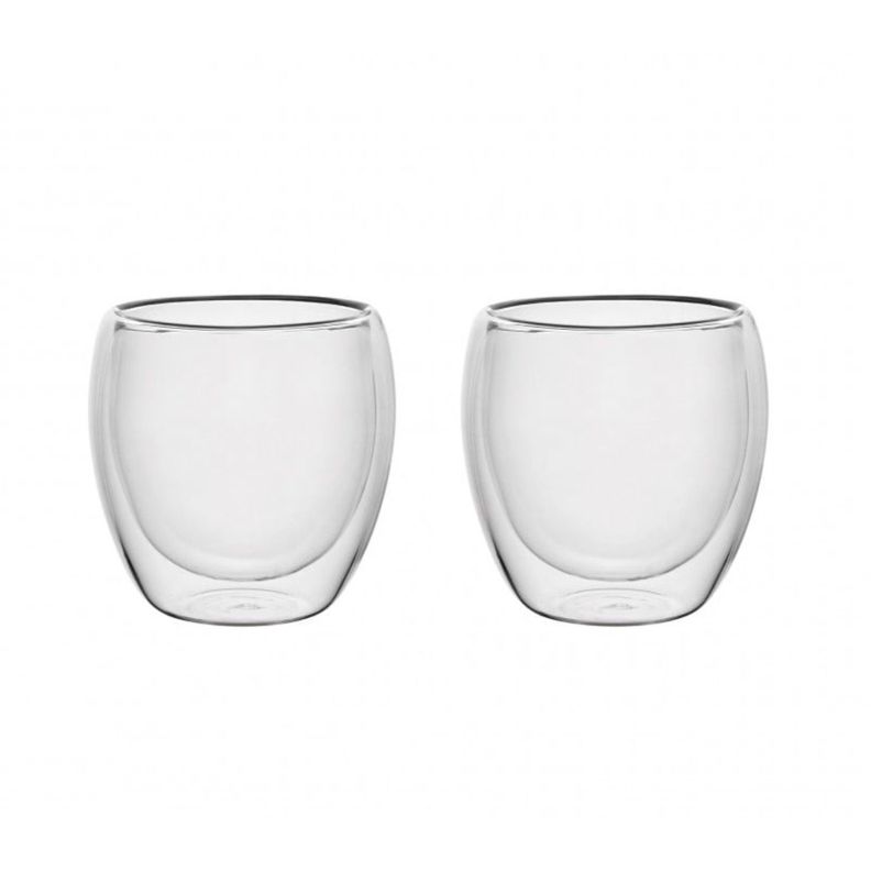 Set 2 Pzs Tazas Doble Pared 80ml Vidrio Borosilicato Lugano-0