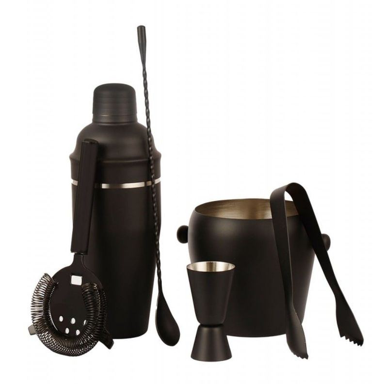 Set Bar 6pzs Negro Manhattan Ice Acero Inoxidable Lugano-0
