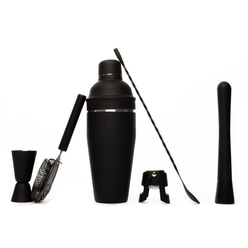 Set Bar 6pzs Negro Manhattan Pro Acero Inoxidable Lugano