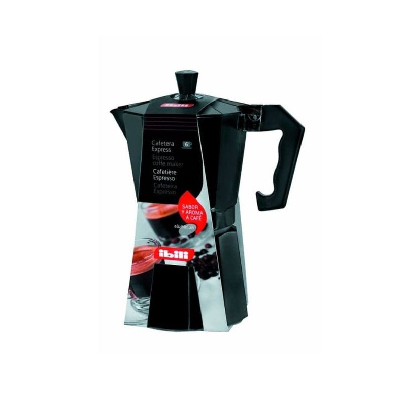 Cafetera Italiana Express 700ml Aluminio Negro Ibili-0