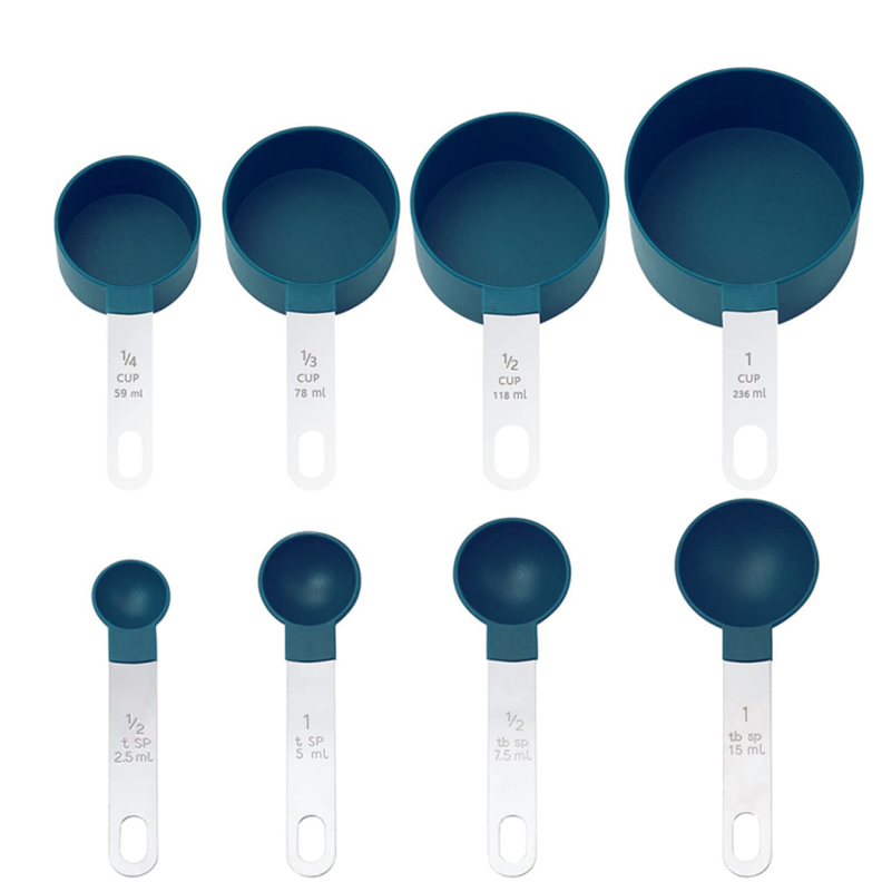 Set 8pzs Tazas y Cucharas Medidoras Silicona Azul FTA-2