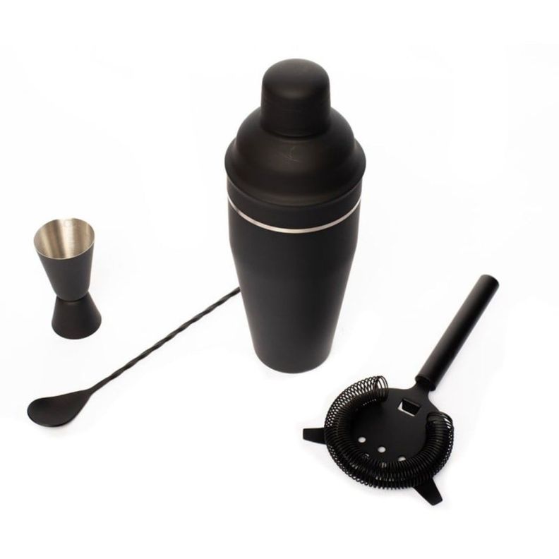 Set Bar 4pzs Negro Manhattan Lux Acero Inoxidable Lugano