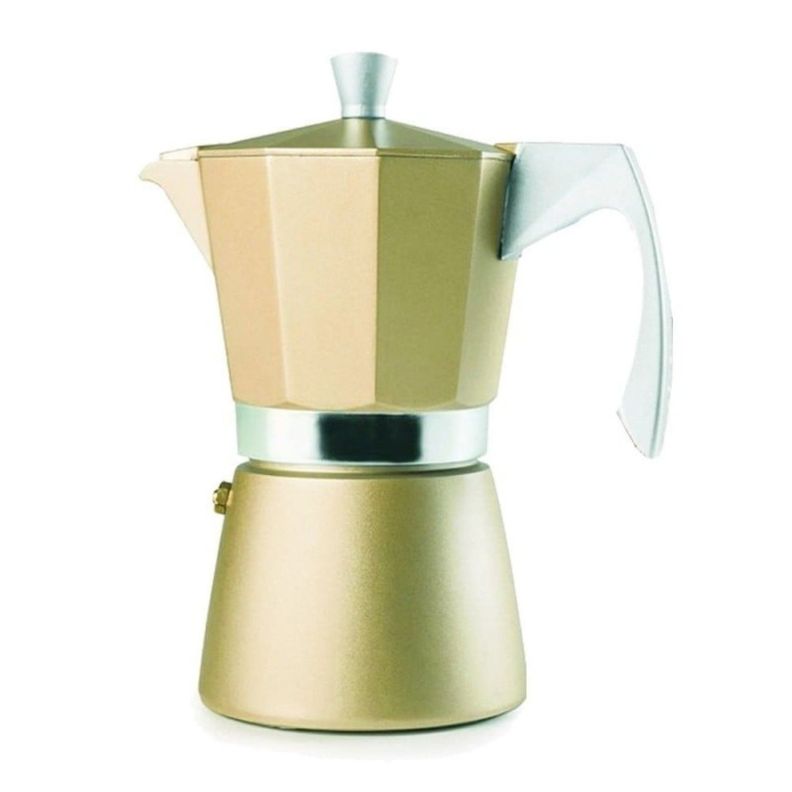 Cafetera Italiana Express Aluminio 600ml Dorada Evva Ibili-0