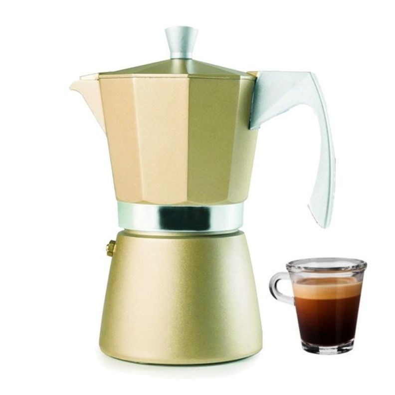 Cafetera Italiana Express Aluminio 600ml Dorada Evva Ibili-1